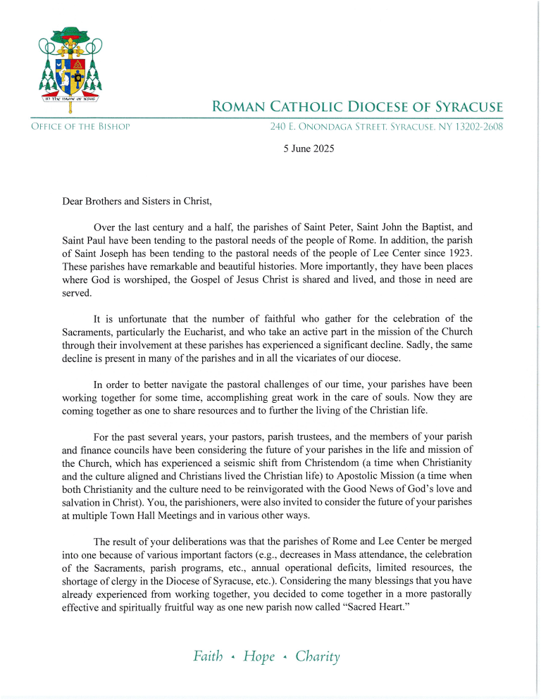 Letter from Bishop Lucia June 2025