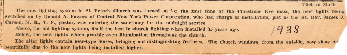 St Peters Lighting 1938 upgrade article